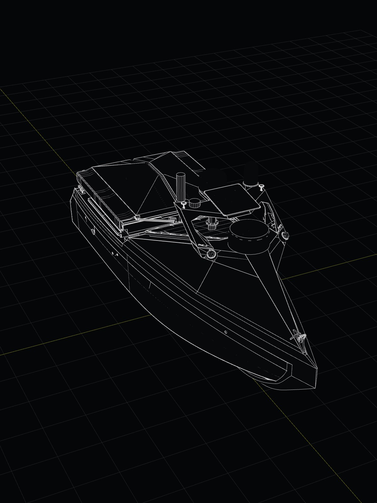 Line drawing of the TF-100 hull from its 3D design model